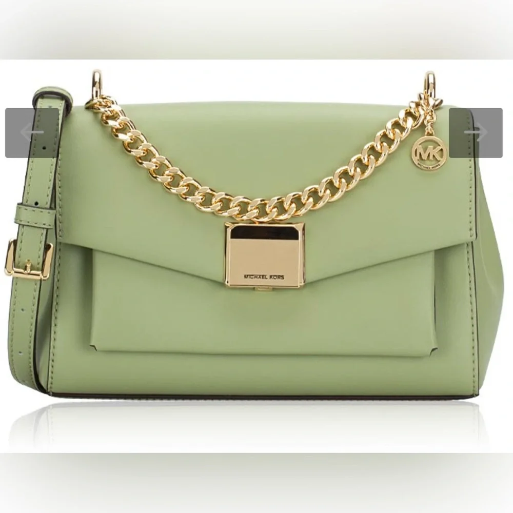 Michael Kors Lita Medium Shoulder Leather Bag Light Sage | Excellent Condition